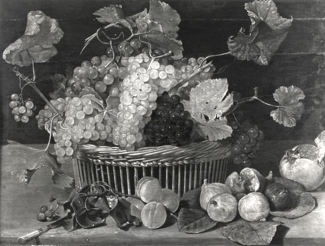 A. C. Cooper — Jacob van Hulsdonck - sec. XVII - Natura morta con cesto d'uva, albicocche, fichi e melagrana — insieme